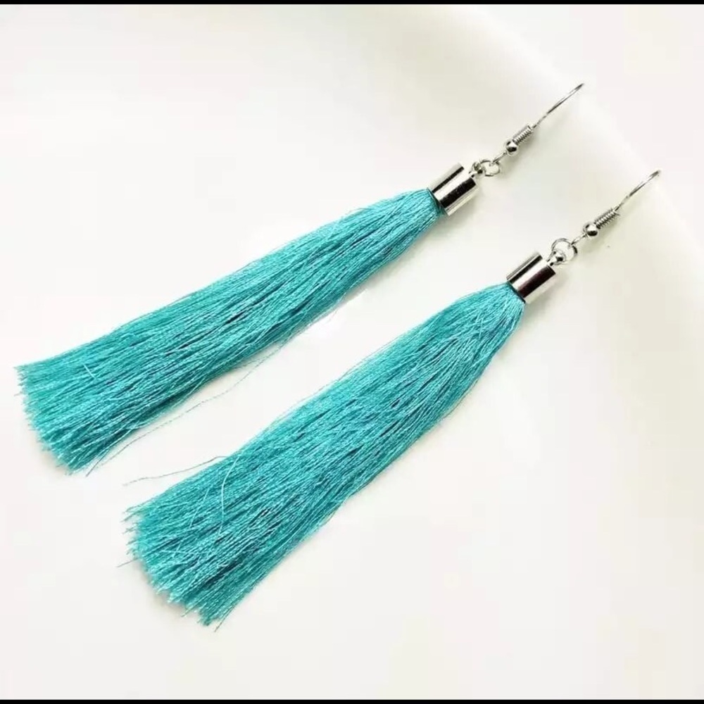 BOGO: Aqua Sleek Tassel Earrings